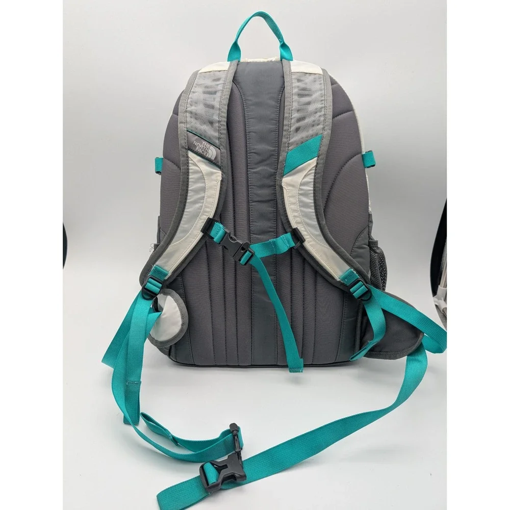The North Face Borealis Backpack Grey White Teal Bungee Daypack READ!